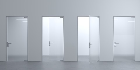 Four glass doors on the wall