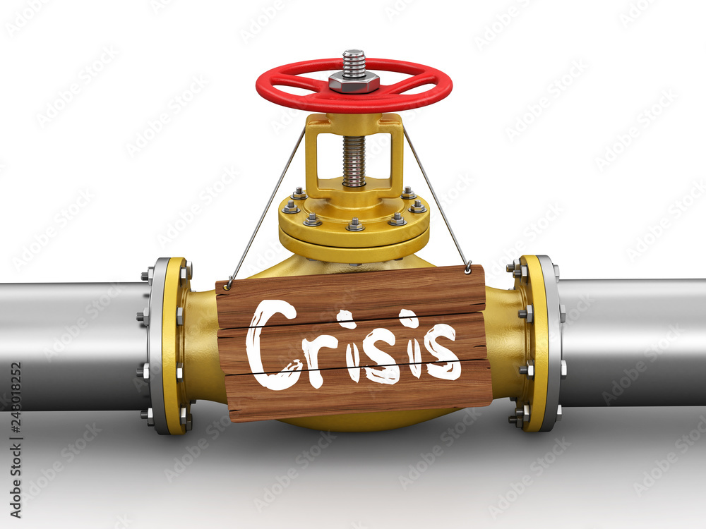 Poster pipeline with crisis. image with clipping path