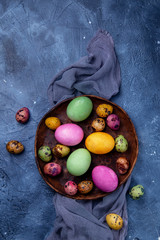 easter eggs in a plate