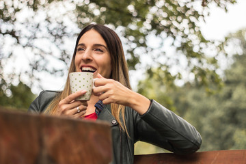 Pretty woman drinking coffee 