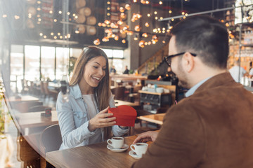 Couple in cafe.