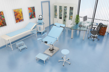 3d Illustration - Behandlungszimmer - Frauenarzt - Gynäkologie - Frauenheilkunde - Praxis