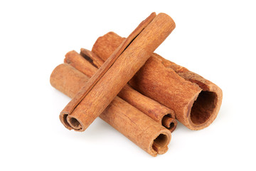 Cinnamon sticks isolated on white background 