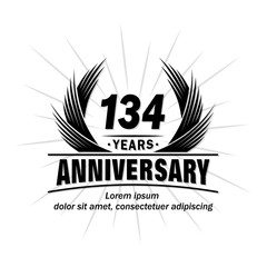 134 years design template. Anniversary vector and illustration template. 