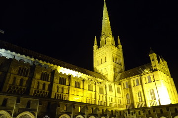 Norwich Cathedral at night