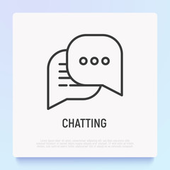 Chat thin line icon: two speech bubbles. Modern vector illustration.