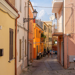 Fototapeta na wymiar La Maddalena - Narrow medieaval streets of town