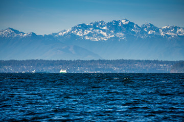 Mountain Range Landscape And Ferry