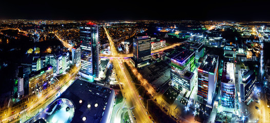 Bucharest University Square , cityscape , night time city skyline 