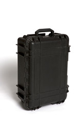big black plastic case on white background