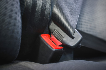 car seat belt buckle, close up