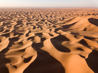 Fototapeta na wymiar Aerial view on dunes in Sahara desert