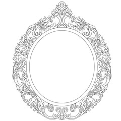 Black vintage oval frame for photo, vignette.