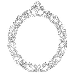 Black vintage oval frame for photo, vignette.