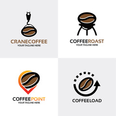 Coffee Bean Logo Design Set Template Inspiration