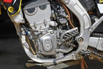 Four-Stroke Motorcycle Engine Detail