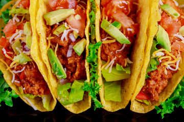 Vegetarian tortilla tacos with grilled vegetables