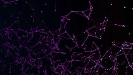 abstract violet lines connected with dots on a dark color