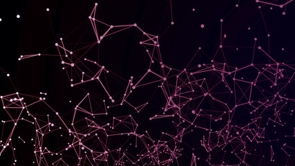 abstract pink lines connected with dots on a dark color