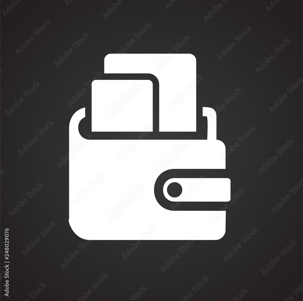 Poster wallet icons on black background for graphic and web design, modern simple vector sign. internet con