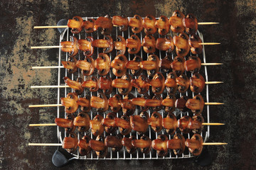Delicious mushroom skewers.