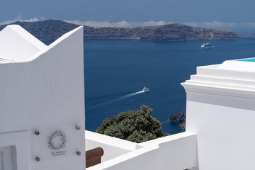 Santorini landscape in summer  time , Greece Travel 