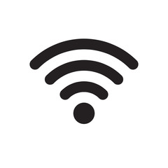 Wifi icon, wireless internet connection sign, black isolated on white background, vector illustration.