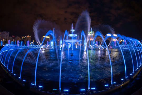 Bucharest central fountain , water show, Romania 