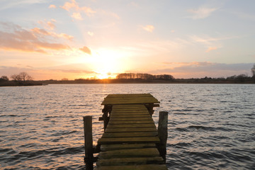 Obraz premium romantic lakeside view, funeral home, obituary, condolences card