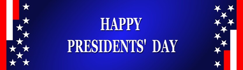 Happy Presidents Day blue banner background with  USA flag