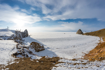 Cape Burkhan (Shaman Rock) on Olkhon Island at Baikal Lake