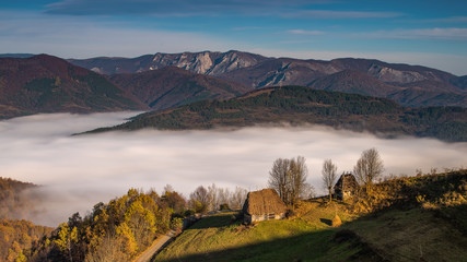 Sunrise landscape in Transylvania , Romania 