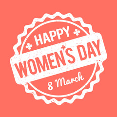 Happy Women's day rubber stamp white on a color of the Coral background