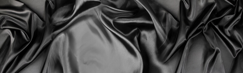 Fototapeta premium Black silk fabric