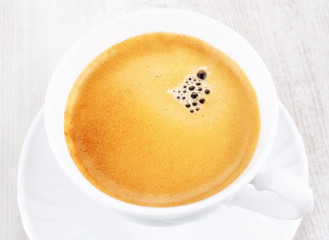 Cup of coffee closeup.