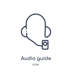 audio guide icon from museum outline collection. Thin line audio guide icon isolated on white background.