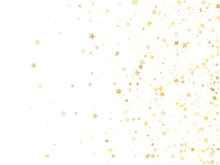 Flying gold star sparkle vector with white background.