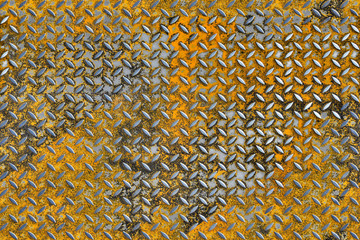 seamless texture, corrugated iron sheet with traces of yellow paint