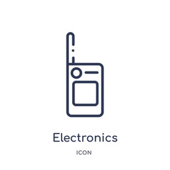 electronics icon from museum outline collection. Thin line electronics icon isolated on white background.