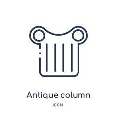 antique column icon from museum outline collection. Thin line antique column icon isolated on white background.