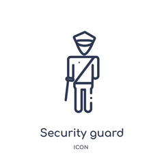 security guard icon from museum outline collection. Thin line security guard icon isolated on white background.