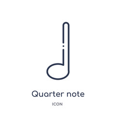 quarter note icon from music and media outline collection. Thin line quarter note icon isolated on white background.