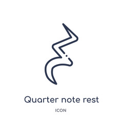 quarter note rest icon from music and media outline collection. Thin line quarter note rest icon isolated on white background.