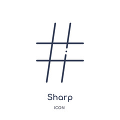 sharp icon from music and media outline collection. Thin line sharp icon isolated on white background.