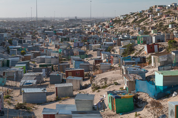 Township houses in Cape Town, South Africa - obrazy, fototapety, plakaty