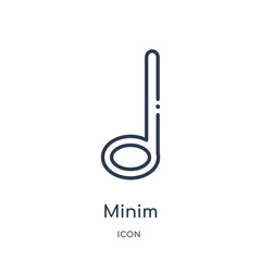 minim icon from music and media outline collection. Thin line minim icon isolated on white background.