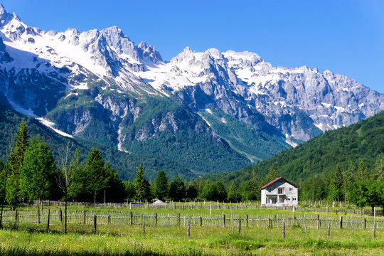 Landscape of Valbona Village in Albania.