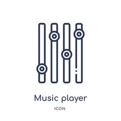 music player settings icon from music and media outline collection. Thin line music player settings icon isolated on white background.