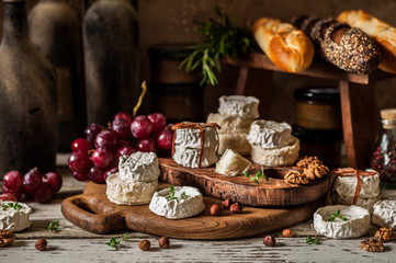 Fototapeta na wymiar Variety of French Cheeses in a Dusty Pantry