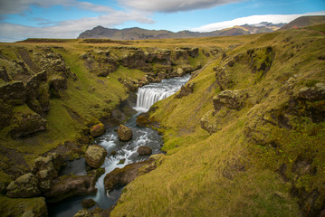 Hiking around Skogafoss